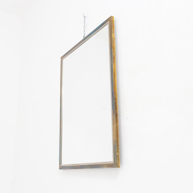 Mirror with Brass Frame, 1980s For Sale - Image 4 of 8