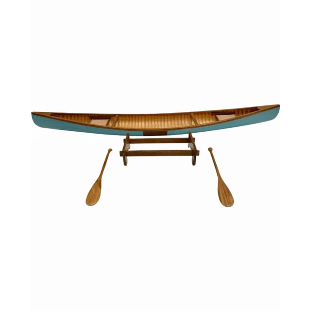 Vintage Vanderbilt Whitney Estate Decorative Canoe Boat Model W/Oars For Sale - Image 11 of 17