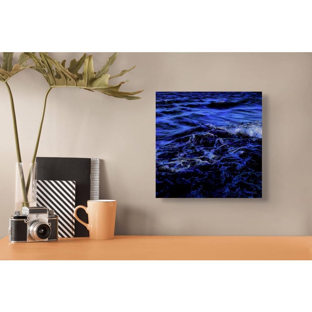 Abstract Deep Blue by Anna Wypych | Oil on canvas Abstract depiction of ocean waves in deep blue tones. For Sale - Image 3 of 5