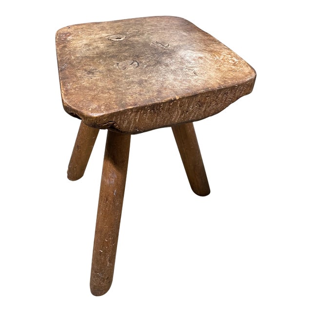 Antique Rustic Three-Legged Milking Stool For Sale