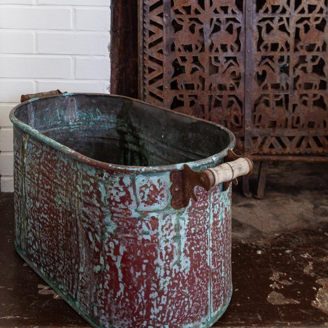 Antique Copper Boiler or Washtub for Firewood or Plants For Sale - Image 10 of 15