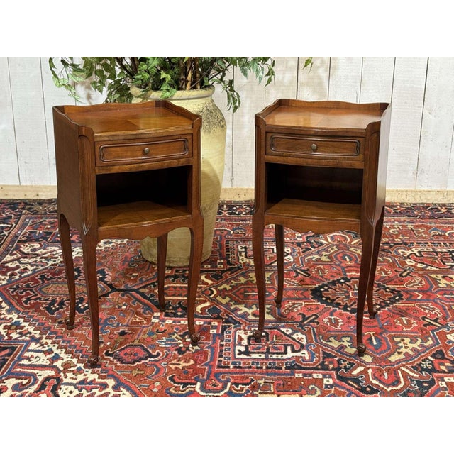 Louis XV Cherry Wood Bedside Tables, 1970s, Set of 2 For Sale - Image 3 of 11