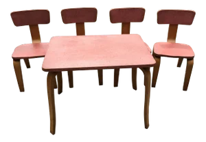 1960s Mid-Century Childs' Dining Set in the Manner of Alvar Aalto Htf - 5 Pieces