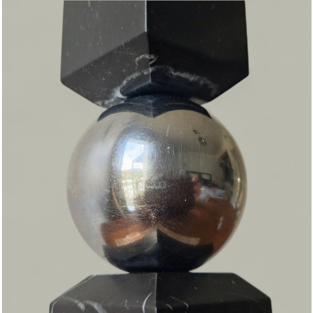 Vintage Table Lamp in Metal and Marble by Jacques Adnet, 1930s For Sale - Image 13 of 17