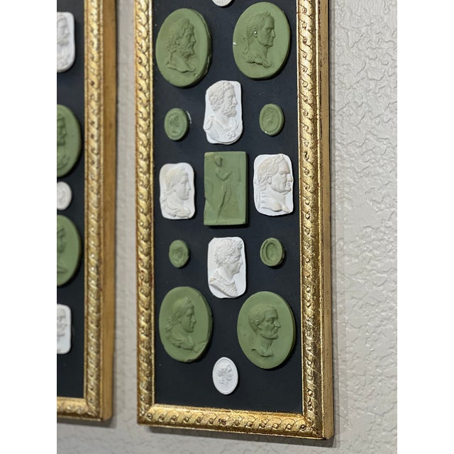 Wood A Pair of Neoclassical Grand Tour Intaglio & Cameo Sets in Gilded Guilloche Frames For Sale - Image 7 of 11