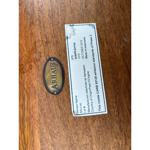 Arhaus Reclaimed Oak Table and Bench With Industrial Legs For Sale - Image 10 of 10