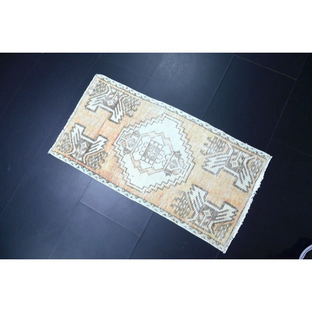 1960s Handmade wool and cotton rug in Turkish Anatolian Small Rug, Vintage Doormat Rug, Turkish Vintage Decorative Rug,...