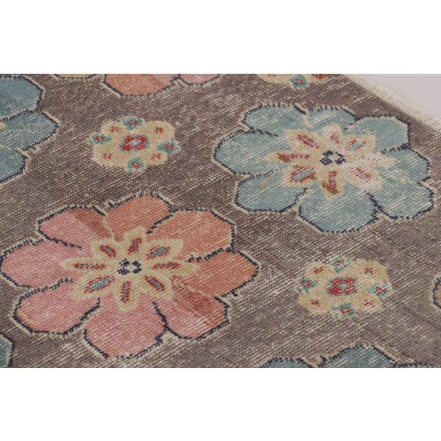 1950s Vintage Distressed Runner Rug, Pastel Florals on Earthy Ground - Rug & Kilim For Sale - Image 5 of 8