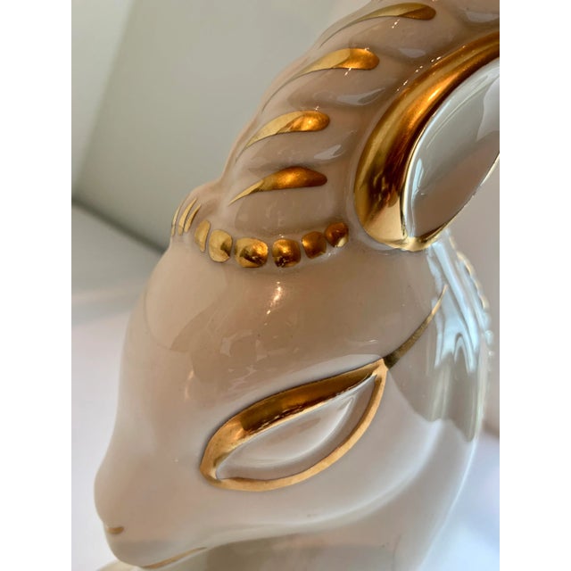 Mid-Century Modern Vintage Art Deco Ceramic Gazelle Figurine in the ‘Style of Royal Haeger’, Circa 1930s For Sale - Image 3 of 10