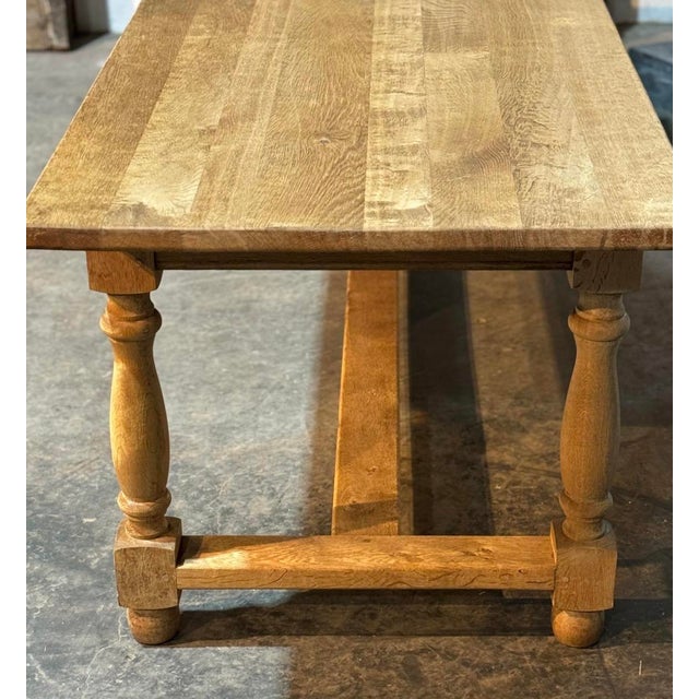 Large Bleached Oak Farmhouse Dining Table, 1920s For Sale - Image 13 of 18