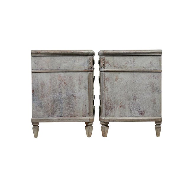 scandinavian pair of painted pine commodes, circa 1870. stunning pair of swedish chests, very much in the gustavian taste....