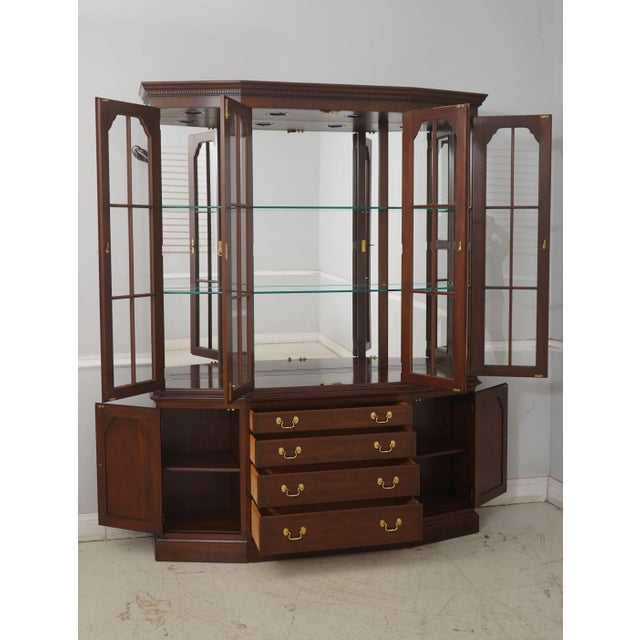 Traditional Henkel Harris Cherry Lighted China Cabinet For Sale - Image 3 of 18