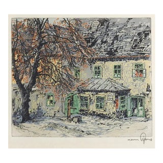 Vintage Hans Figura Etching Schubert's Home Vienna For Sale