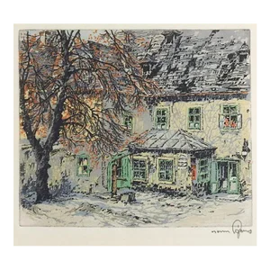 Vintage Hans Figura Etching Schubert's Home Vienna