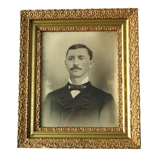 Antique Portrait of a Man Charcoal Over Photograph For Sale