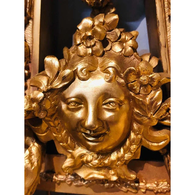 Pair of Four-Light Louis XVI Style Bird & Face Mounted Gilt Bronze Wall Sconces For Sale - Image 11 of 13