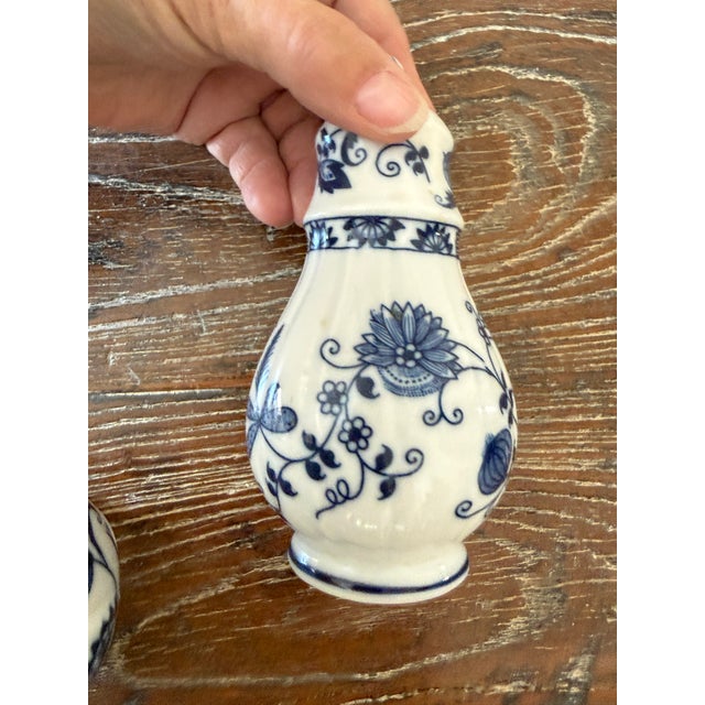 Ceramic Vintage Blue Danube Blue & White Onion Porcelain Salt & Pepper Shakers For Sale - Image 7 of 7