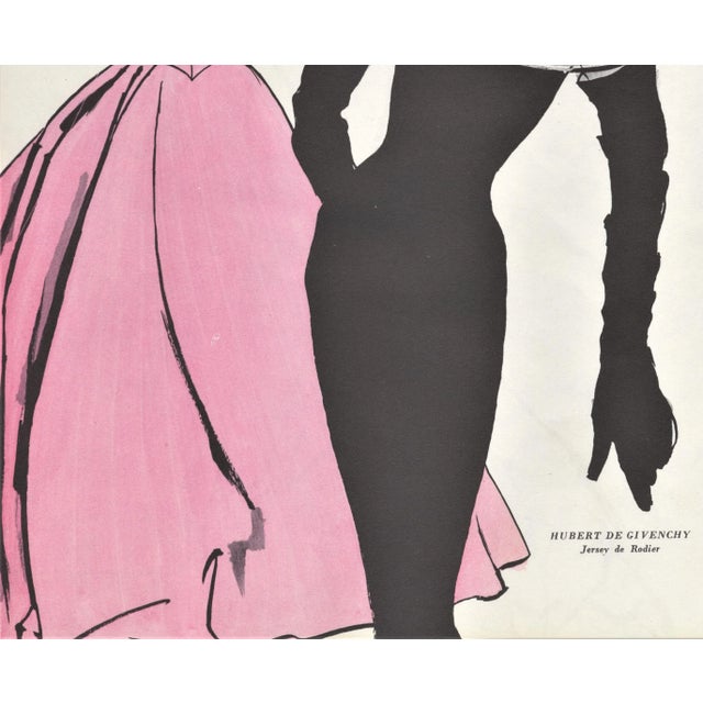 Mid-Century Modern Mid-Century 1953 Haute Couture Givenchy, Balmain Fashion Print For Sale - Image 3 of 3