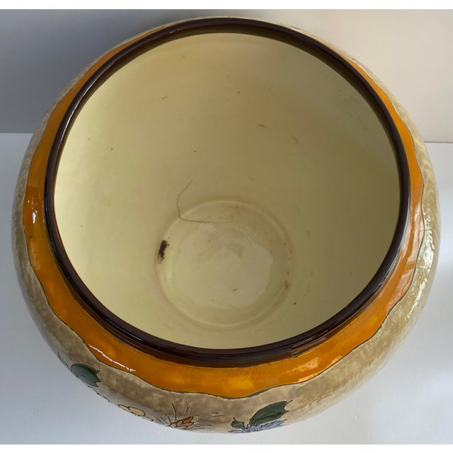 Jerome Massier Large Signed Jérôme Massier Hand-Painted French Art Pottery Ceramic Bowl For Sale - Image 4 of 7