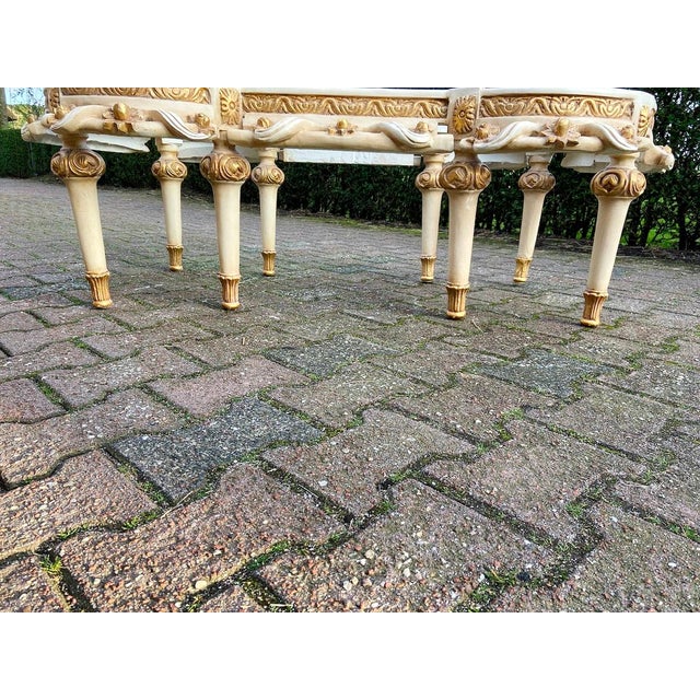 Mid-20c French Louis XVI Cream Gilt Marble Coffee Table For Sale - Image 16 of 17