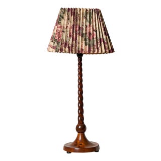Large Swedish Art Deco Table Lamp in Birch with Twisted Stem, 1920s For Sale