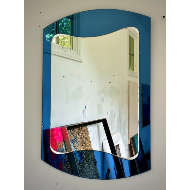 Mid-Century Modern Fontana Arte Blue Glass Mirror For Sale - Image 3 of 11