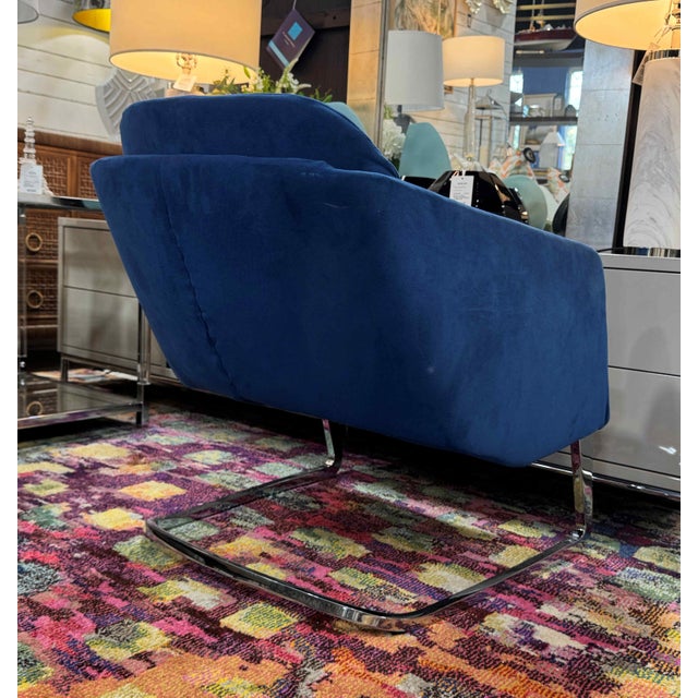 Ink Blue Ligne Roset Lou Cantilever Accent Chair For Sale - Image 8 of 9