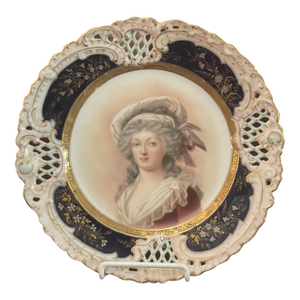 Antique Bavarian Portrait Porcelain Plate Princess Therese of Bavaria