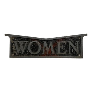 Vintage 1941 Cast Aluminum Women Door Plaque For Sale