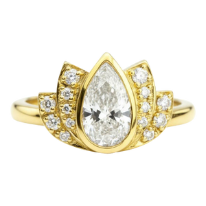 Lotus Gold Ring With Moissanite Silver, Gold, Size 6