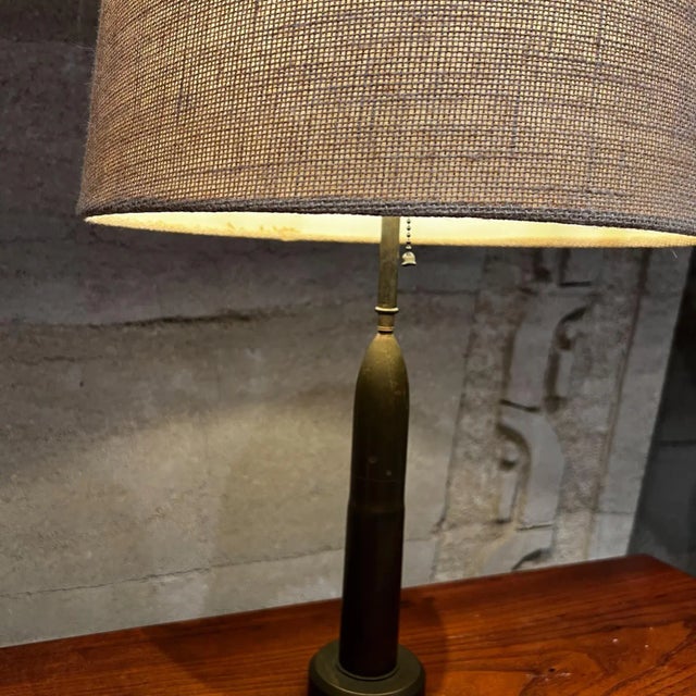 Bronze Mid-Century Modern Patinated Bronze Bullet Table Lamp, 1960s Design For Sale - Image 8 of 9