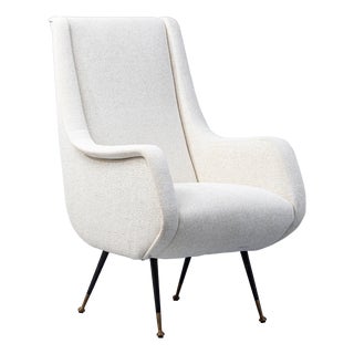 Italian Armchairs in Wool with Metal Legs, 1950s, Set of 2 For Sale