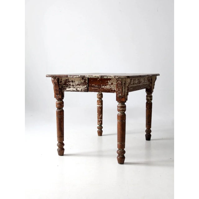Antique Farmhouse Wooden Table For Sale - Image 4 of 13