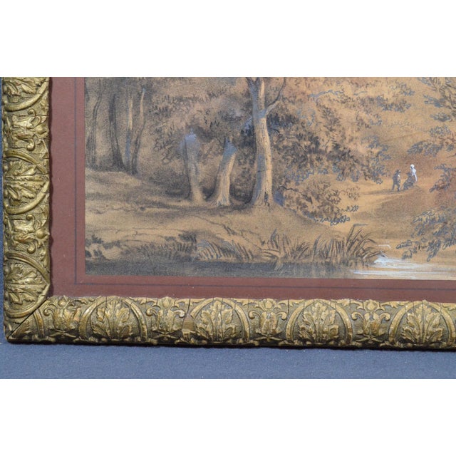 Attributed to Franz Joseph Manskirch (1768–1830) Romantic Charcoal and Pencil Drawing — Couple in a Woodland, 19th Century For Sale - Image 10 of 12