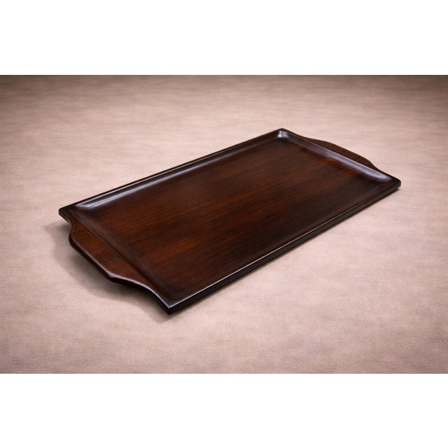 Brown Serving Tray in Hardwood, Jean Gillon, 1960s For Sale - Image 8 of 10