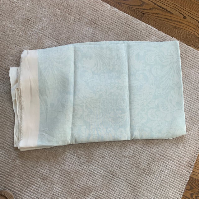 2010s Twigs at John Rosseli Carravaggio Celadon Green Linen Damask Fabric- 2 Yards For Sale - Image 5 of 6