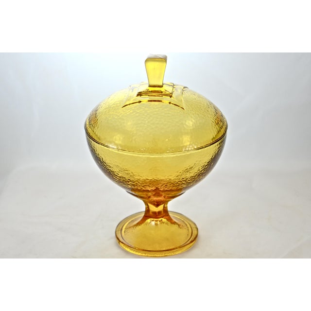 1960s Amber Lidded Pedestal Bowl For Sale - Image 5 of 5