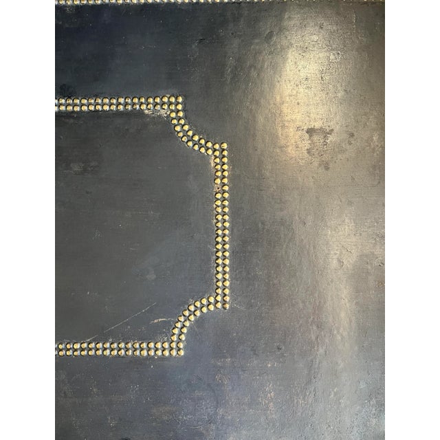 19th Century Vintage Trade Large Leather & Brass Trunk For Sale - Image 10 of 12