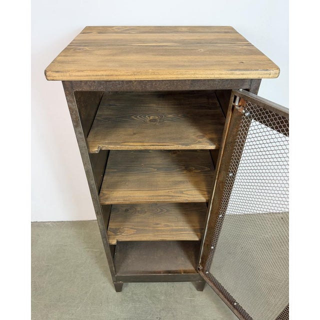 Industrial Iron Cabinet with Mesh Door, 1960s For Sale - Image 11 of 15