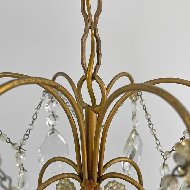 Italian Art Nouveau Chandelier in Pink and Clear Glass and Brass, 1890s For Sale - Image 10 of 18