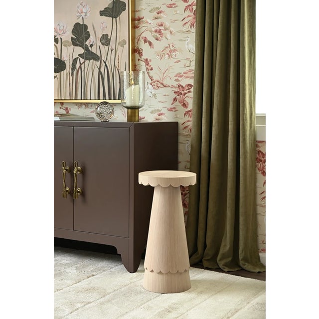 Brand new special order item. Not vintage. Elegant occasional table featuring a round tapered design with a distinctive...
