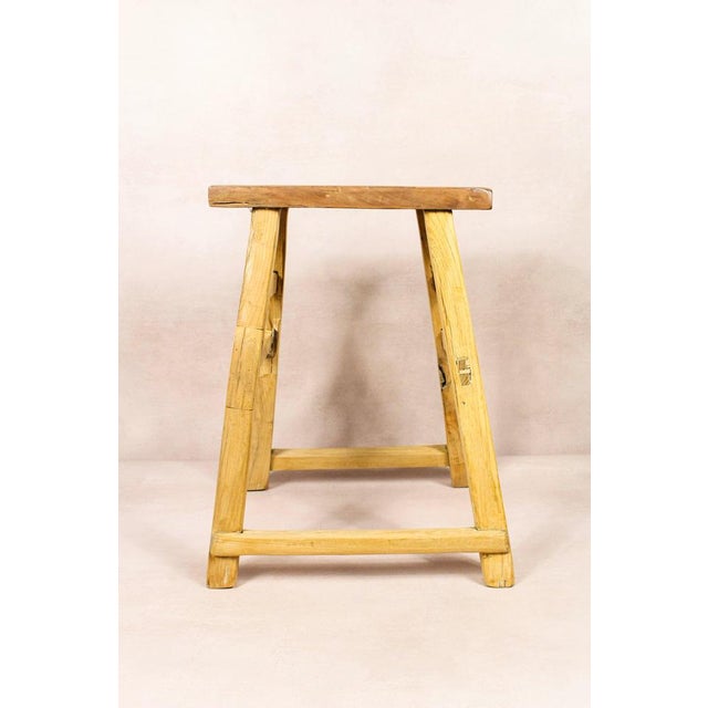 Vintage Rustic Stool in Elm For Sale - Image 5 of 5