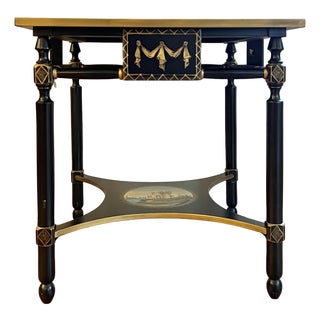 Italian Hand Painted Ebonized Side Table For Sale