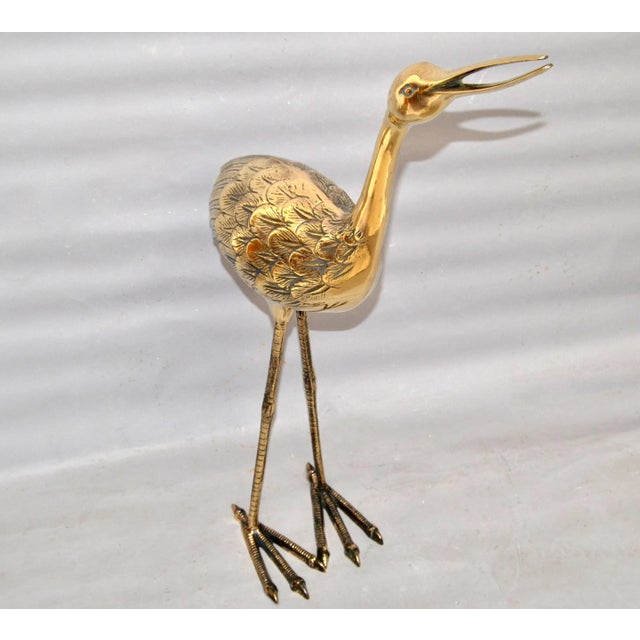 Bronze Crane Life-Size Animal Sculpture Handcrafted Mid-Century Modern 1970 For Sale - Image 13 of 13