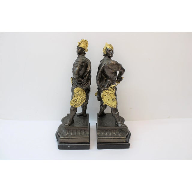 French Spelter Warrior Statues ( Bookends ) For Sale - Image 4 of 9