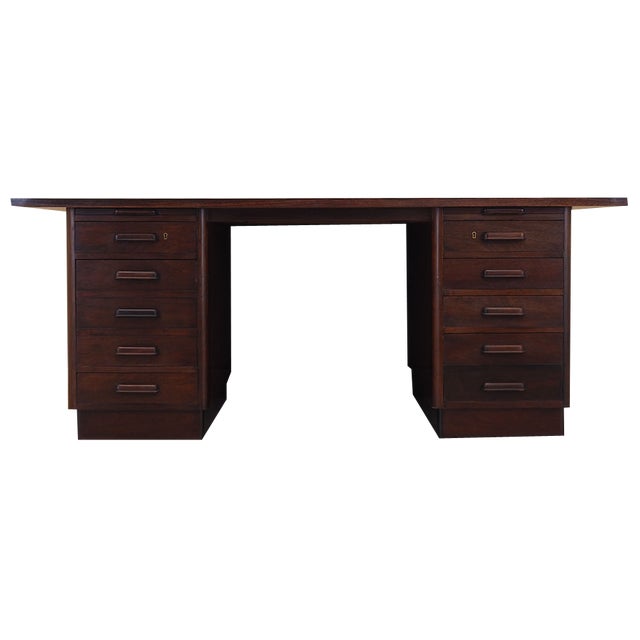 Danish Walnut Desk, 1960s For Sale