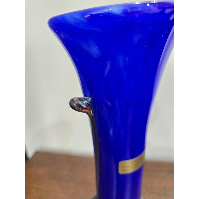 Cobalt Blue Blown Glass Vase from Silice Création Biot, 1995 For Sale - Image 13 of 18