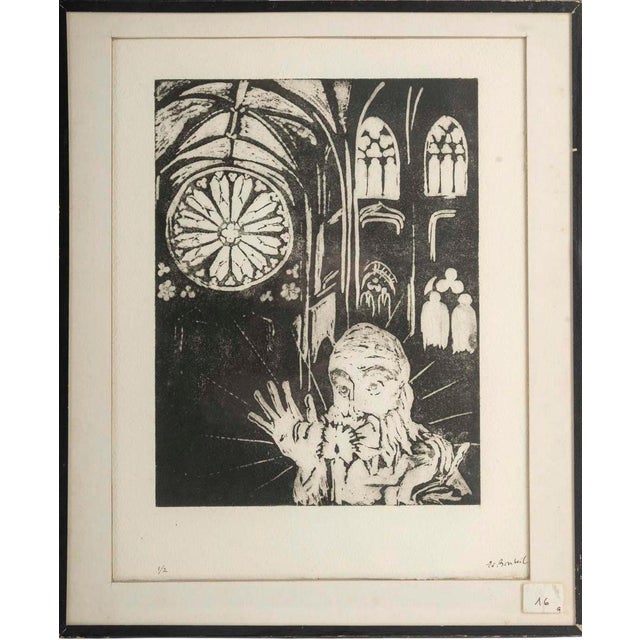 Ev Bouteil, Church Interior, Lithograph For Sale