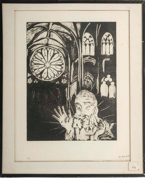 Ev Bouteil, Church Interior, Lithograph