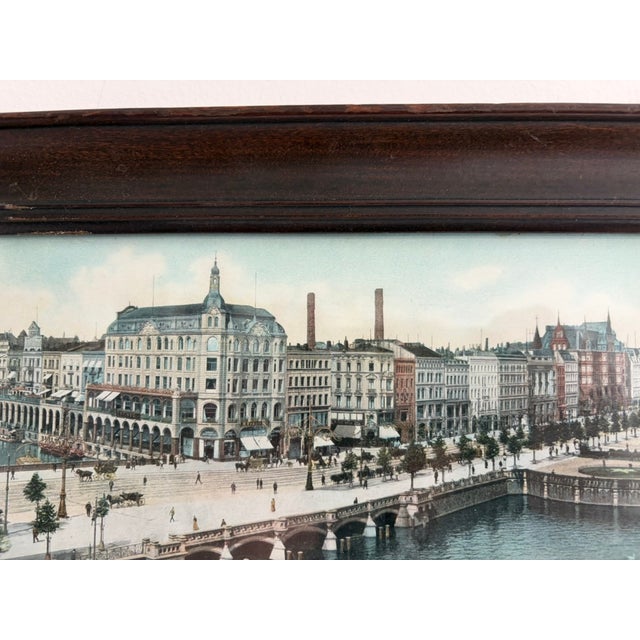 Vintage Panoramic Hamburg Harbor Print – Framed German Cityscape, 30.75” For Sale - Image 9 of 13
